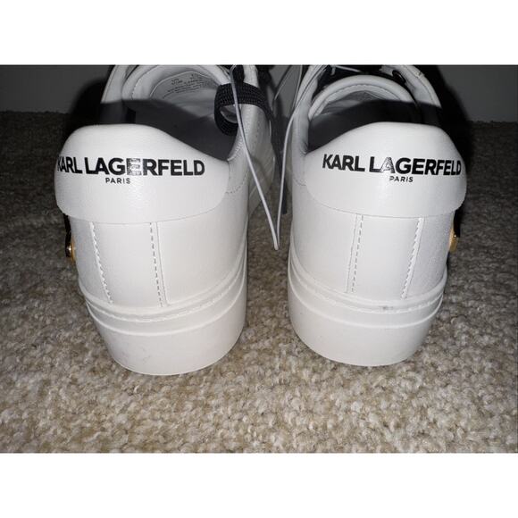 NEW Karl Lagerfeld White Women's Pins Leather Sneaker SZ 5.5 - Picture 2 of 3